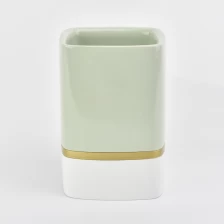 China green and white concrete candle vessel, square concrete candle holder manufacturer