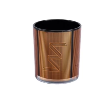 China Hot sales cylinder classic laser gold candle glass holders 8oz 10oz manufacturer