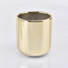 China 10OZ Metallic Gold Ceramic Candle Jars manufacturer