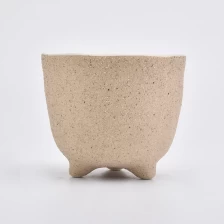 China ceramic candle holders wholesale, matte ceramic container with feet manufacturer