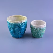 China 10oz 20oz Bulk vintage blue candle ceramic jars manufacturer
