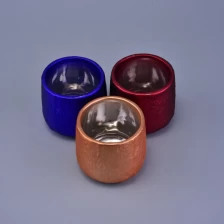 China 8oz colorful metallic decorative ceramic candle holders manufacturer