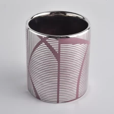 China ceramic candle container with custom prints, unique ceramic candle holder manufacturer