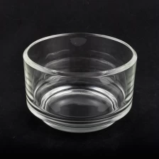 China wide mouth glass candle jar with a base, clear glass large candle container manufacturer