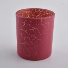 China red chapped effect glass candle jars, fancy glass candle vessels manufacturer