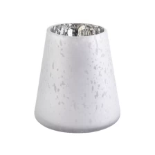 China 16oz frosted white glass candle jars with silver inside manufacturer