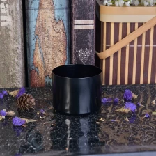 China Cylinder black matte Candle Jars Metal Container for home Decor Wholesales manufacturer