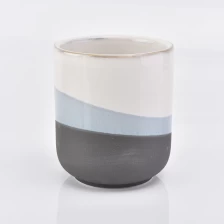 China multi color glazed ceramic candle vessel,  curved bottom ceramic jar 12oz manufacturer
