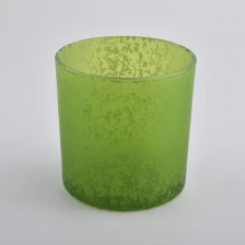 China 15 oz green decorative glass candle  container, unique glass candle vessel for home decor manufacturer