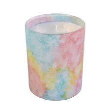 China Wholesales custom iridescent ceramic candle jar holders 10oz manufacturer