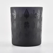 China black  glass candle holders, black glass jars with custom patterns manufacturer
