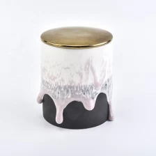 China Wholesale Ceramic Candle Holder with Copper Metal Lid Overflowed Milk Home Decoration manufacturer