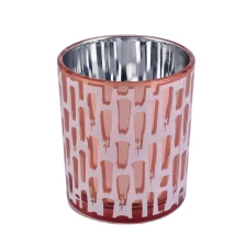 China Rose gold electroplated glass vessels for candles, glass candle jar with screen prints wholesale manufacturer