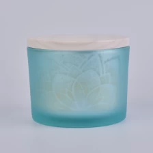 China 14 oz matte bulke glass container with wood lid, unique glass candle holders manufacturer