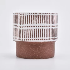 China 620ml Red Stripes Ceramic Candle Holder for Home Decoration manufacturer