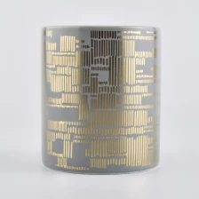 China custom ceramic candle vessels, ceramic jars with gold prints for candle making manufacturer