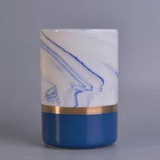 China Decorative candle container ceramic, marbling ceramic candle holder manufacturer