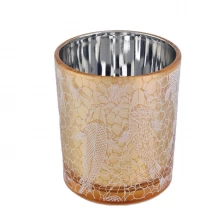 China 8oz 10oz luxury cylinder decorative electroplated glass candle holders manufacturer