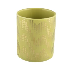 China 8 oz 12 oz Personalized empty golden ceramic candle holder with printing manufacturer