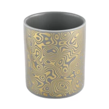China 8oz 10oz Popular cylinder printed wick ceramic candle jars manufacturer