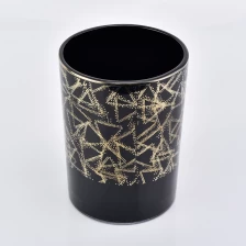 China black glass candle jars 12 oz, decorative glass candle holder for home decor manufacturer
