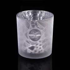 China frosted glass candle holders,  unique glass candle jar with laser prints manufacturer