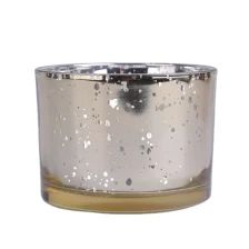 China Mercury glass candle container with wooden lid, 15 OZ glass candle holder manufacturer