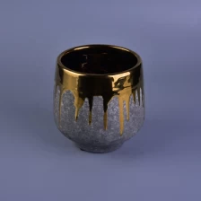 China 900ml Gold and Grey Stoneware Utensil Ceramic Candle Holders for Home Decoration manufacturer