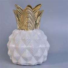 China Pineapple-shape ceramic votive candle vessel customized candle jars with lid home decor wholesale manufacturer