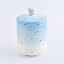 China Sunny new design Luxury blue ceramic candle making jar with lid manufacturer