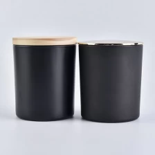 China matte black glass candle vessel with lid, popular glass candle holders manufacturer