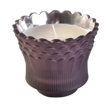 China Patent design China purple feather glass candle jars 8oz 10oz 14oz manufacturer