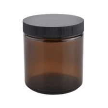 China Popular Custom finish amber cylinder candle glass holders with lid cover manufacturer