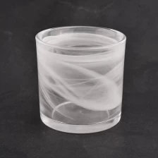 China hand made glass candle jars with white cloudy finish manufacturer