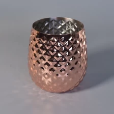 China Diamond Pattern Metal Candle Jars Stainless Steel Gold Candle Holders Soy Wax Home Decor manufacturer