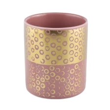 China In bulk luxury pink ceramic candle holders with gold printing manufacturer