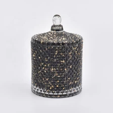 China 15 oz luxury glass candle container, black glass candle jar with lid manufacturer