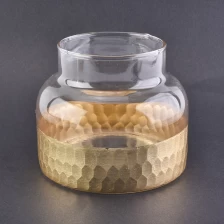 China glass candle jar brushed brass bottom finish 20 oz glass container manufacturer