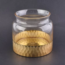 China Gold dip engraved base glass candle jar home decoration wholesale manufacturer