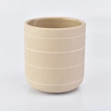 China matte ceramic candle jar, 12 oz curve bottom ceramic vessel yellow color manufacturer