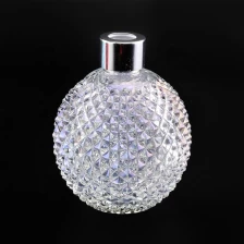 China iridescent glass diffuser bottle with metal cap, unique glass bottles manufacturer