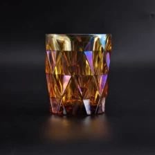 China Diamond champagne iridescent glass candle jars home decoration wholesale manufacturer
