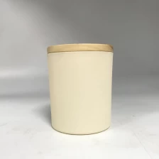 China off-white glass candle jars with wood lid manufacturer