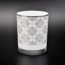 China Glass jars container candle jar, white glass candle holder for home decor manufacturer