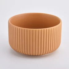 China orange ceramic candle jars,  12oz ceramic candle vessels manufacturer