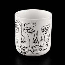 China Luxury white face pattern scented ceramic candle jars wholesale 6 oz 7 oz 8 oz manufacturer