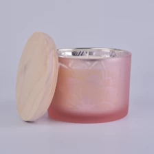 China 14 oz matte pink glass container, decorative glass candle holders manufacturer
