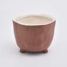 China reddish brown matte ceramic vessel, unique ceramic container big capacity manufacturer