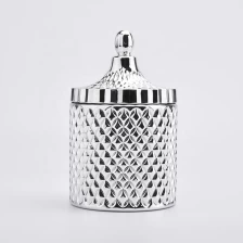 China Metallic Diamond Glass Candle Jars with Lids Home Decor Wholesales manufacturer