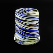 China tricolored glass jars unique curved bottom glass candle jar hand made manufacturer